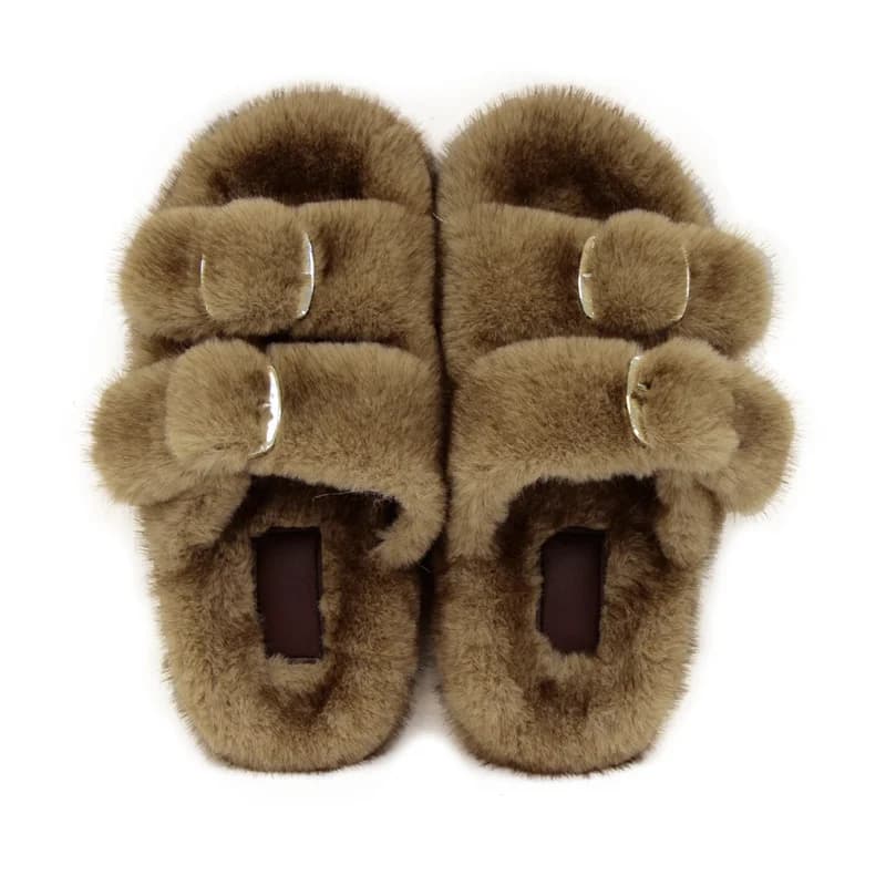 Women's Warm Winter Slippers Women's Warm Fur Sandals Fur Cursor Fur Couples Cotton Concise Home Shoes Outdoor Slidings