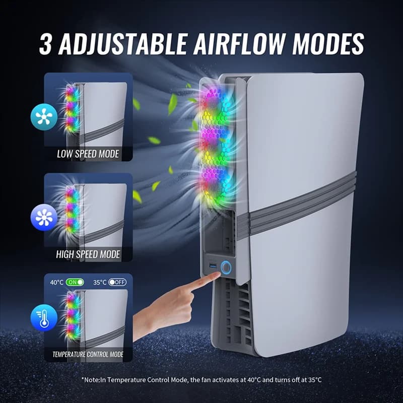 Classic-Per PS5 Slim Stazione di raffreddamento aggiornata 3 Ventola di raffreddamento RGB USB per PS5 Slim /Pro Disc Accessori per console in edizione digitale A