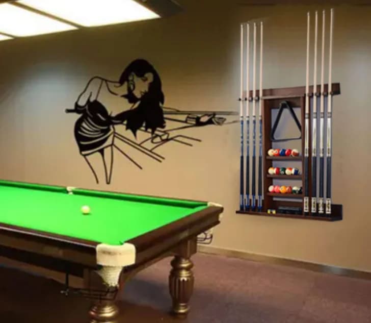Wall Mounted Billiard Cue Rack Snooker Black 8 Pool Cue Holder Durable Wall Storage Stand For Billiard Room