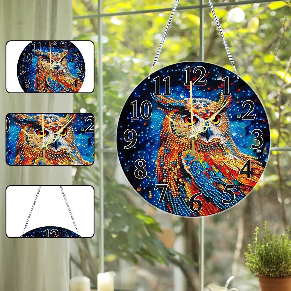 Ornamento Premium con Pittura Diamantata e Orologio Integrato, Arte Classica con Cristalli per Decorazione Murale, Cucina, Soggiorno e Casa