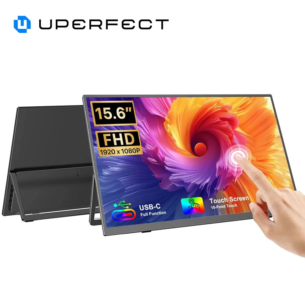 UPERFECT Touch Screen 1920*1080 15.6'' Portable Monitor 60Hz Back Stand For Laptop XBox PS4 / 5 Switch TV Box Cell Phone PC Mac