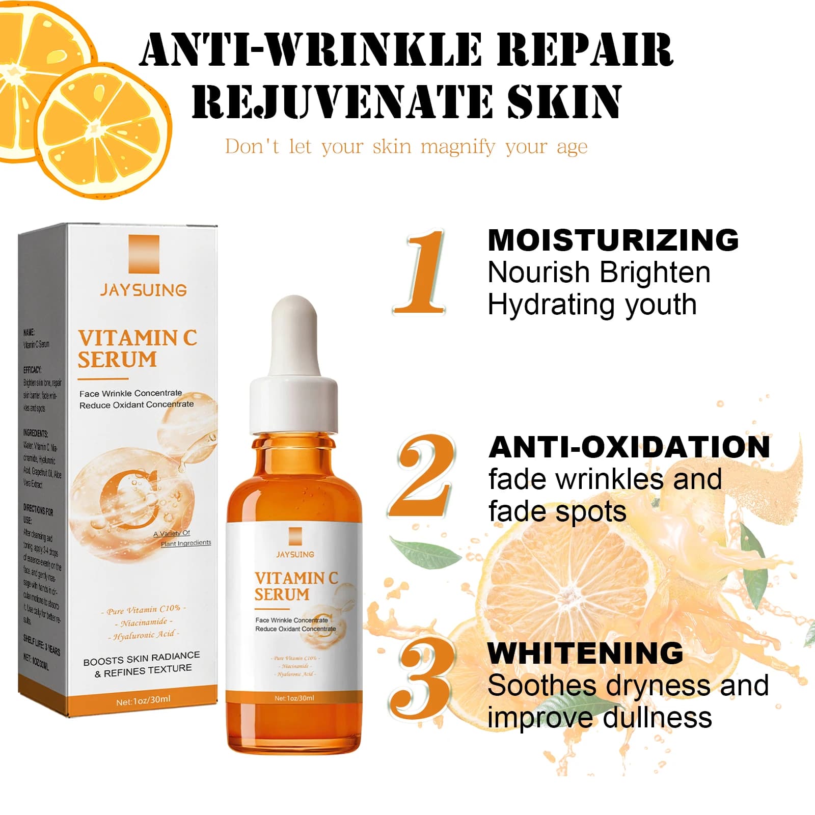 Siero bleaching vitamin C face Remove dark spots Lentiggini Dissolvenza Melanina Retinolo Anti-wrinkle Essence Scratching Korean skin care