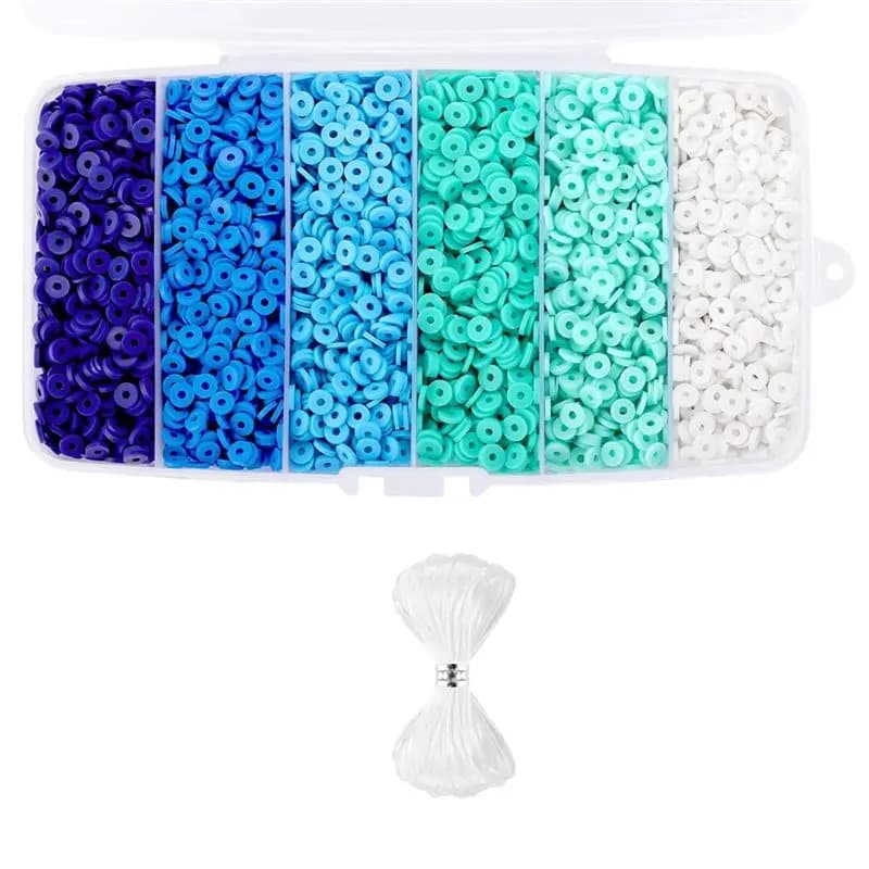 ABUI-6000 pezzi di perline in argilla per la creazione di braccialetti, perline in argilla polimerica, perline piatte rotonde in argilla per la creazione di gioielli 6 mm, blu resistenti