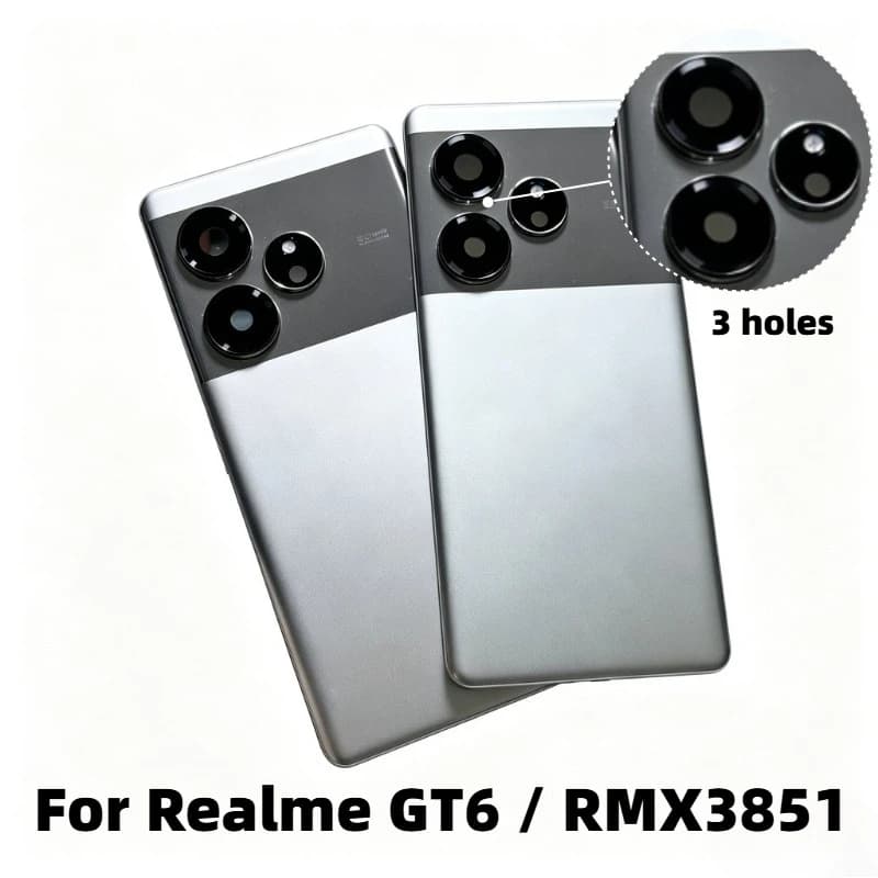 6.78" Housing Door For Realme GT 6 GT6 RMX3851 Global Version Rear Battery Back Cover Lid Camera Frame Lens Replacement
