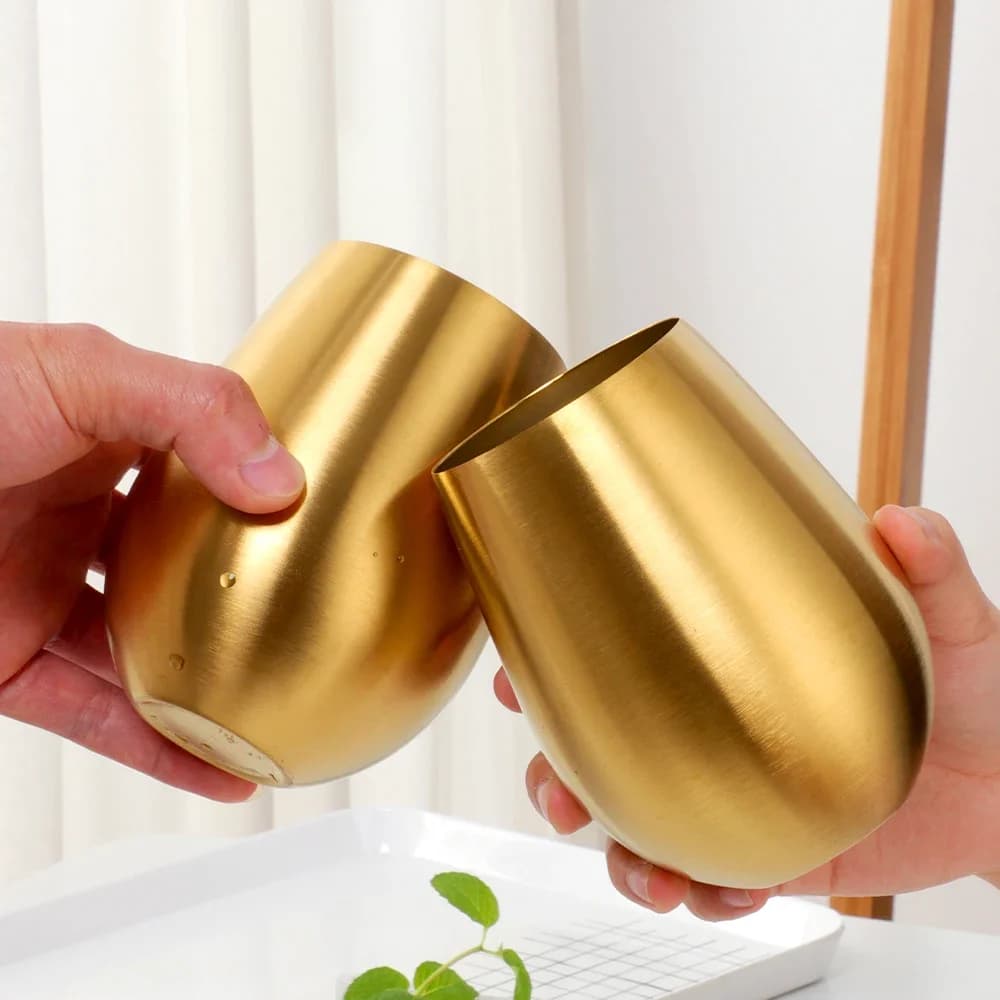 Set di 2 Bicchieri da 500ml in Acciaio Inox per Birra e Vino, Tumbler Oro Rosa per Cocktail, Succo, Latte, Tazza in Metallo per Bar e Uso Esterno