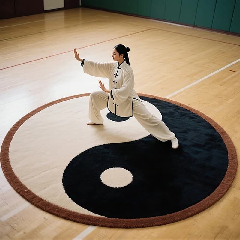 Tappetino Professionale Premium per Pratica di Tai Chi Cinese con Simbolo Bagua e Bordo in Pizzo per Yoga, Arti Marziali e Meditazione