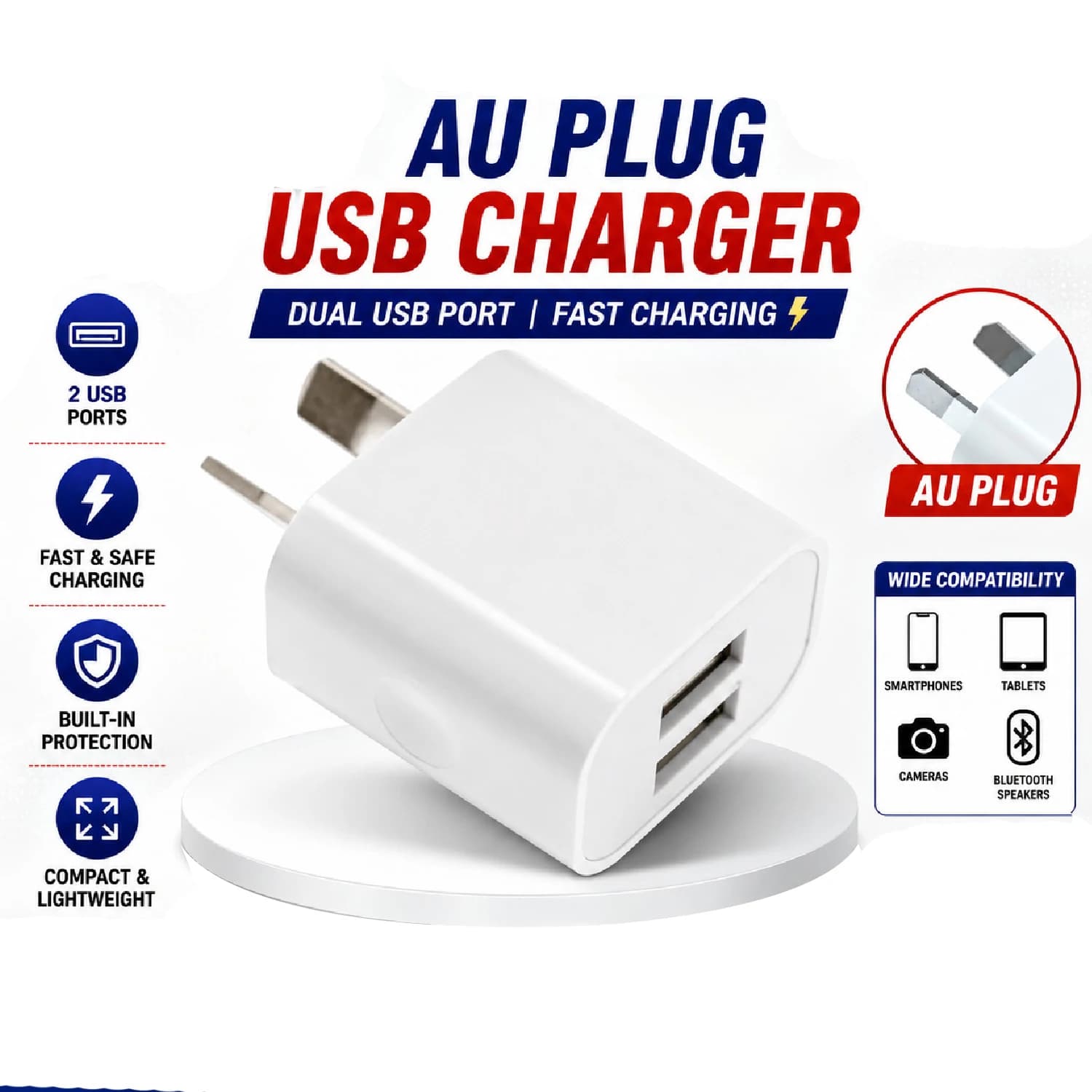 USB Double Wall Fast Charger Adapter Dual 2A 5V For Phone USB-A Lot Travel Adapter Dual Ports USB Wall Charger Charging Block