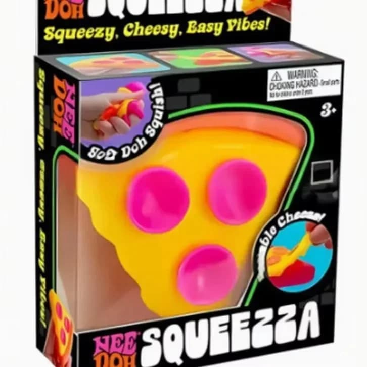 Schylling Needoh Pizza Cube Squishy Toy Soft Multi Texture Squeeze Sensory Fidget Toy Pizza Shaped Desktop Ornament Novelty Hand Play Gift for Kids Adults Classroom Office Party Favors