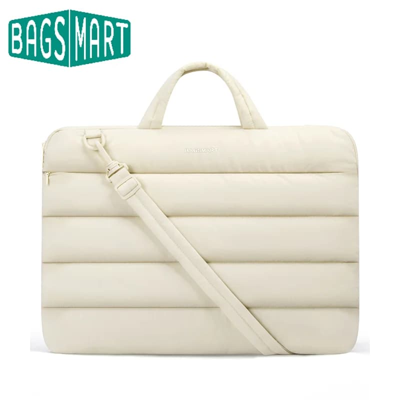 BAGSMART Borsa per laptop da scuola da 15-16 pollici con tracolla Custodia protettiva per laptop repellente portatile imbottita gonfia da donna con tasca