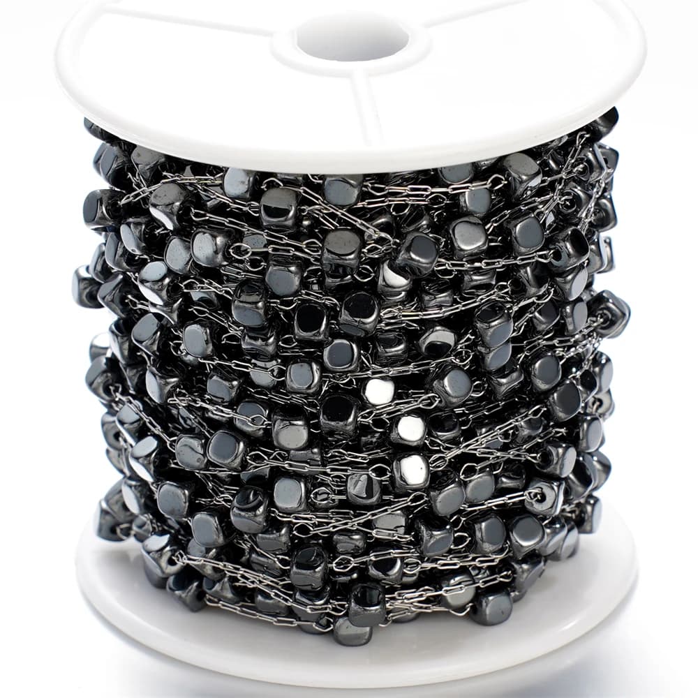 Accessori per braccialetti con collana di perline a forma di amore con catena in acciaio inossidabile con pietra naturale irregolare da 1 metro per la creazione di gioielli fai da te