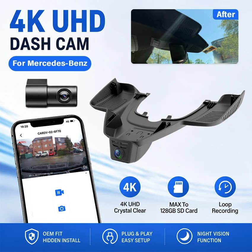 Car DVR Dash Cam For Mercedes‑Benz GLE‑Class W166 GLE300 GLE320 GLE350 GLE400 GLE450 AMG 2015‑2019 4K UHD NVideo Recorder