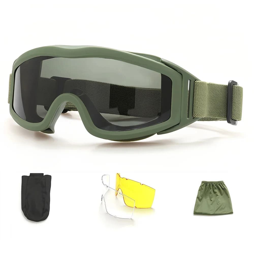 600ft/s Impact Resistant Tactical Goggles 3 Lens Interchangeable Anti Fog UV400 Snow Glasses Paintball CS Game Ski Goggles