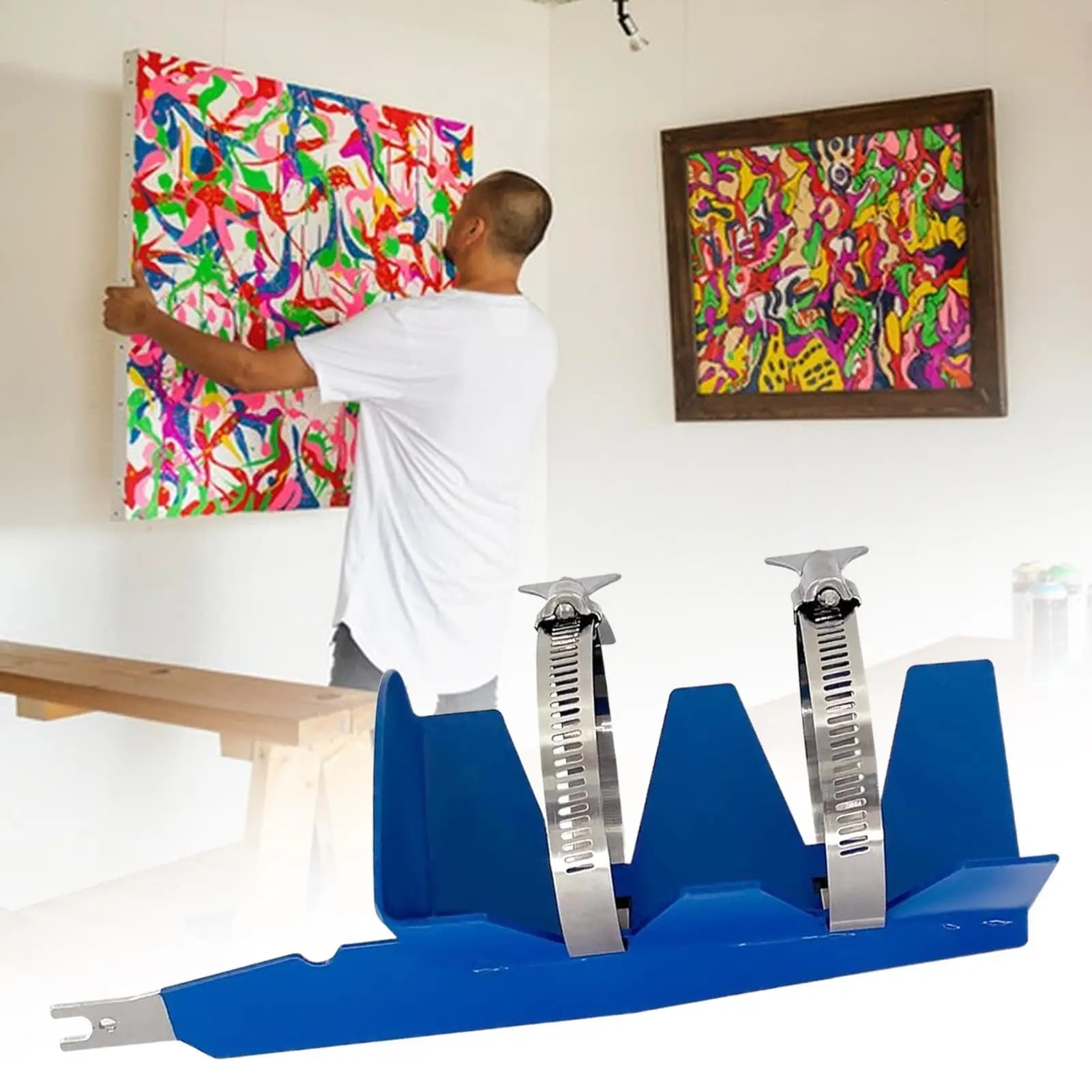Agitatore per lattine spray Forniture per la casa in acciaio inossidabile con cinture doppie fisse Miscelatore per vernici per bombole spray per salse da cocktail all'aperto
