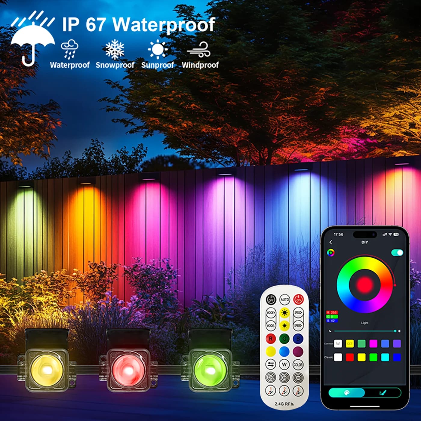 Luci dell'avanguardia permanenti per esterni 300 piedi 180 LED App Bluetooth nera Stringa di luce RGB IC fai-da-te per decorazioni dell'avanguardia della festa di Natale