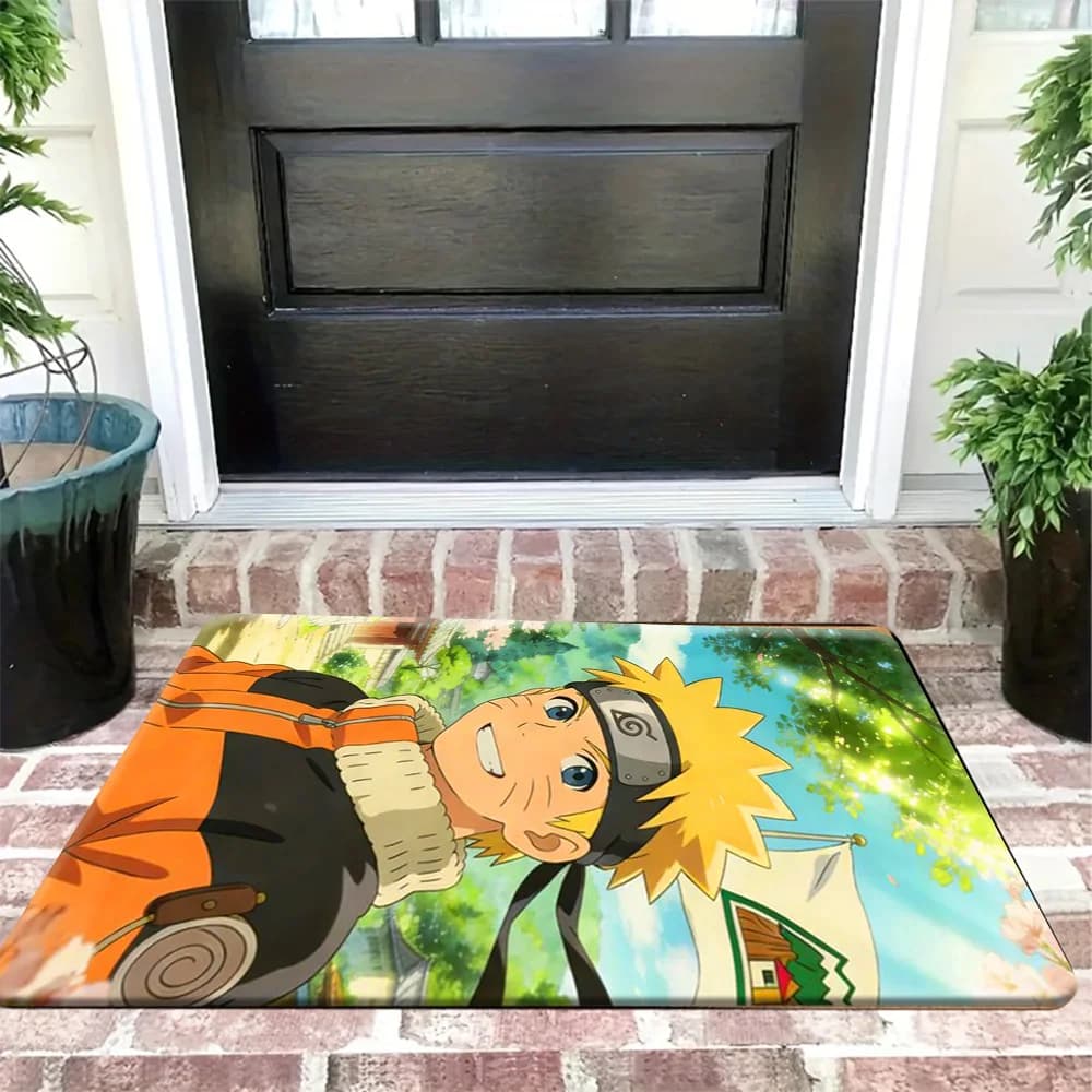 Tappetino per porta con stampa di scena del villaggio di Konoha di Naruto Uzumaki, tappeto d'ingresso lavabile antiscivolo per decorazioni per interni ed esterni