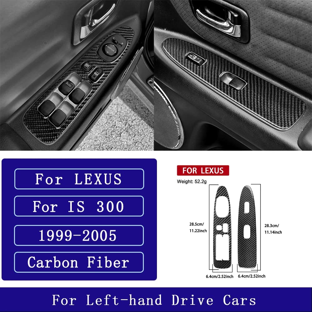 Per Lexus IS IS300 1999-2005 Telaio del pannello di controllo dell'ascensore del finestrino anteriore in fibra di carbonio Accessori auto Adesivi decorativi interni