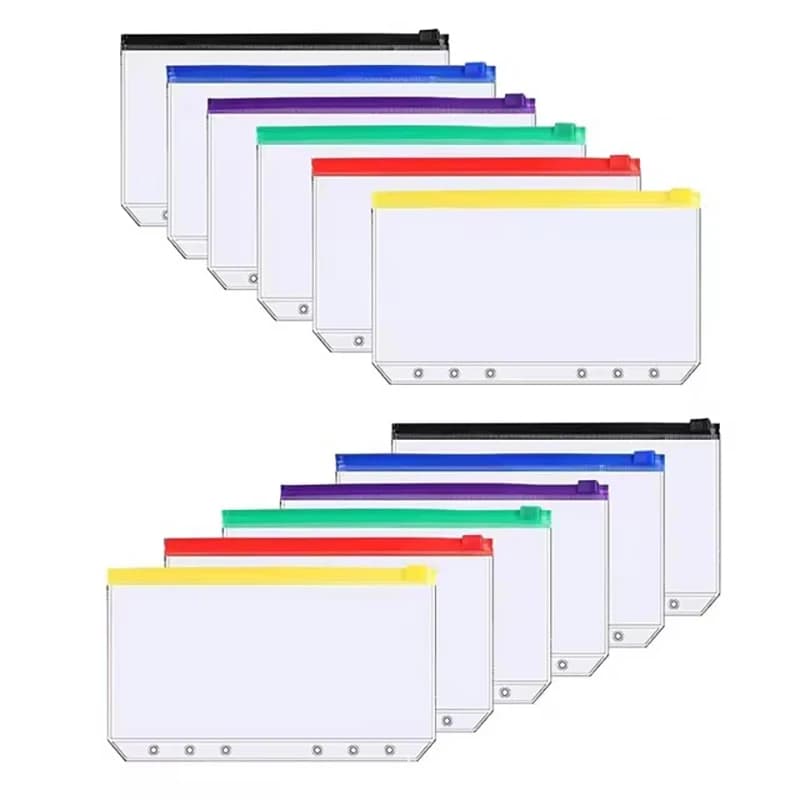 Tasche raccoglitore A6 a 6 fori Buste economiche in PVC impermeabile Buste raccoglitore con cerniera per raccoglitori di viaggio per pianificatore di notebook
