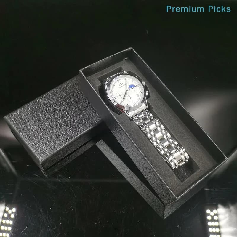 portable1 Pcs Black Rectangle Container Watch Box Travel Watches Jewelry Paper Boxes Gift Cases With Sponge