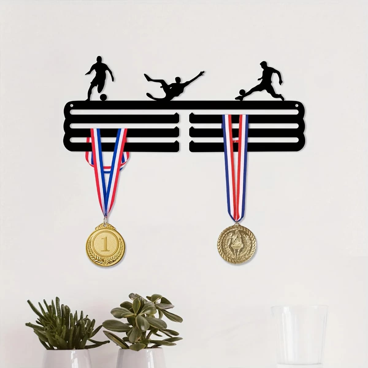 1pc Football medal display rack - waterproof metal wall-mounted, suitable for football, running and athletes, runner's pendant