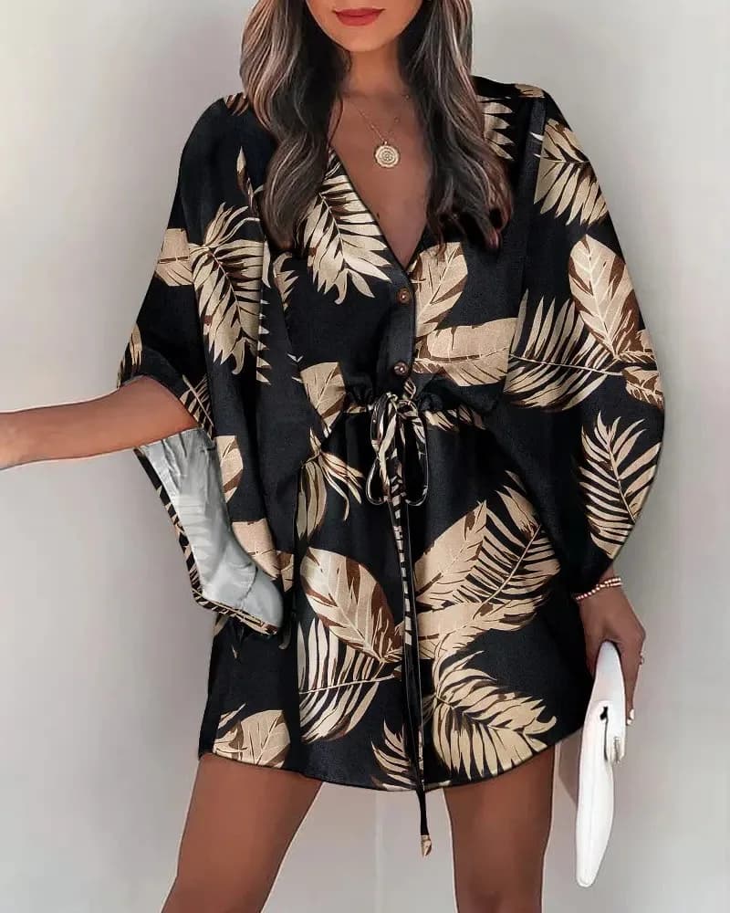 Boho Mini abito Sexy camicia con stampa floreale abito con scollo a v Casual allentato Beach Party Dress Summer oversize Holiday Short Vestido