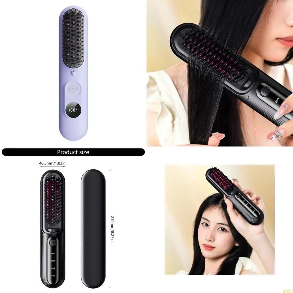 Piastra per capelli wireless A0NC, pettine lisciante, strumento per lo styling dei capelli per l'uso quotidiano