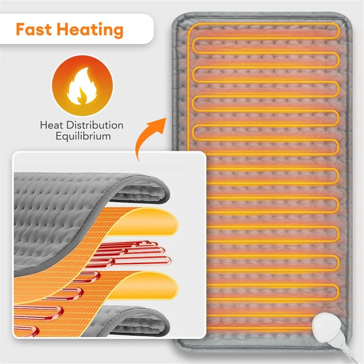 wilwill Electric Heating Pad Blanket 9 Level 4 Mode Timer Heated Pad for Abdomen Shoulder Knee Legs Winter Warm Washable-US Plug