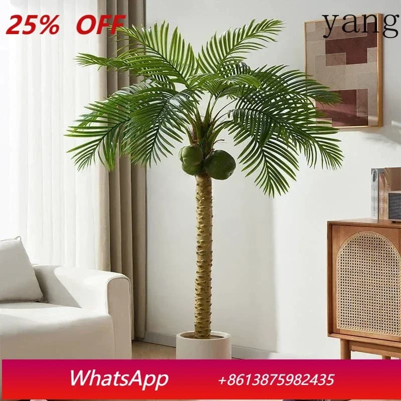 Artificial Coconut Palm, Big Green Fin Plant, Decorative Bonsai for Home and Office, Floor Vase Plant