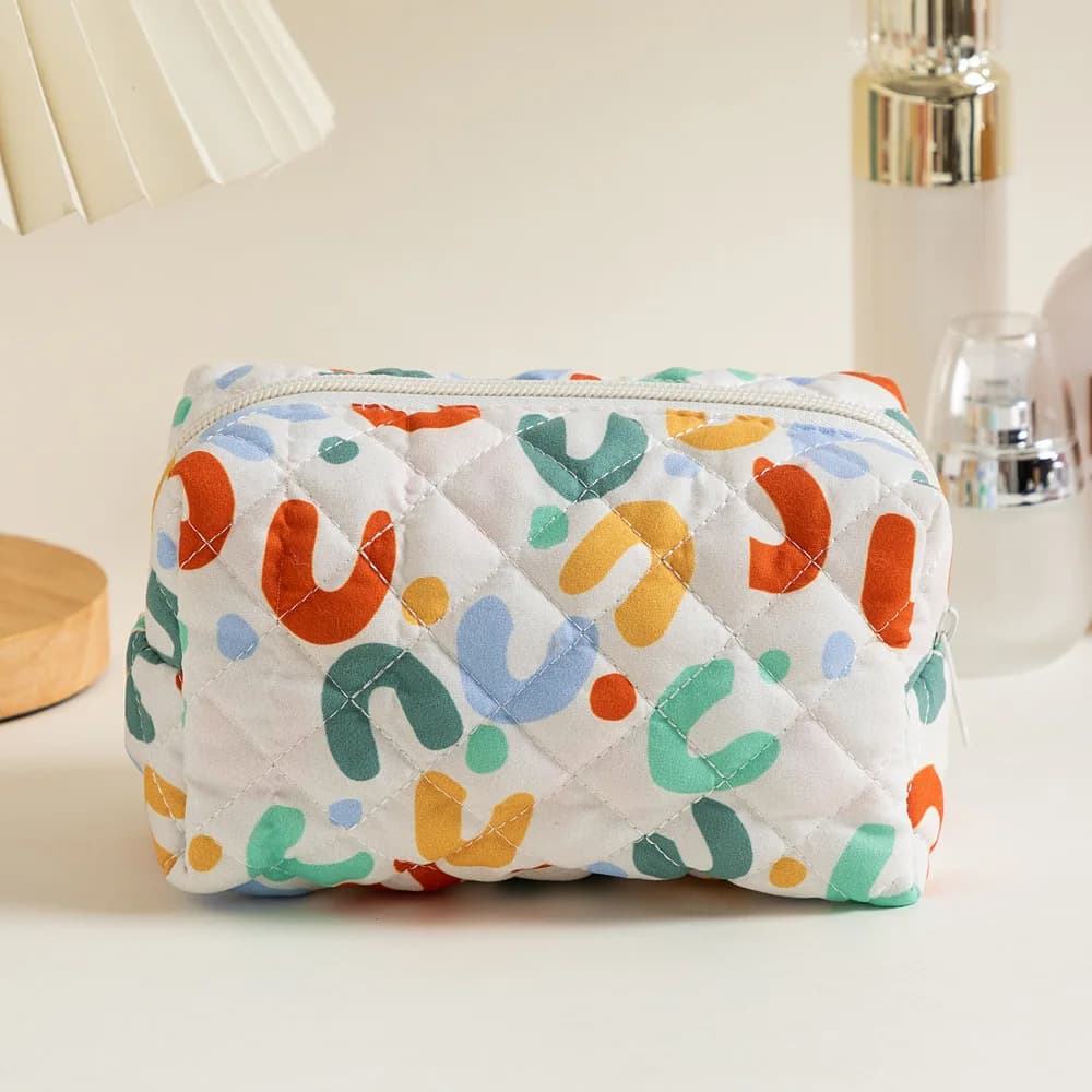 Borsa per cosmetici Borsa per rossetto trapuntata Custodia per trucco da viaggio Custodia per trucco in tessuto per borsa da viaggio per organizzazione trucco