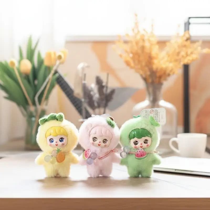 Portachiavi con Simpatico Peluche a Forma di Frutta, 10cm, Morbido Giocattolo in Vinile per Zaino Scolastico, Casa, Regalo per Bambini