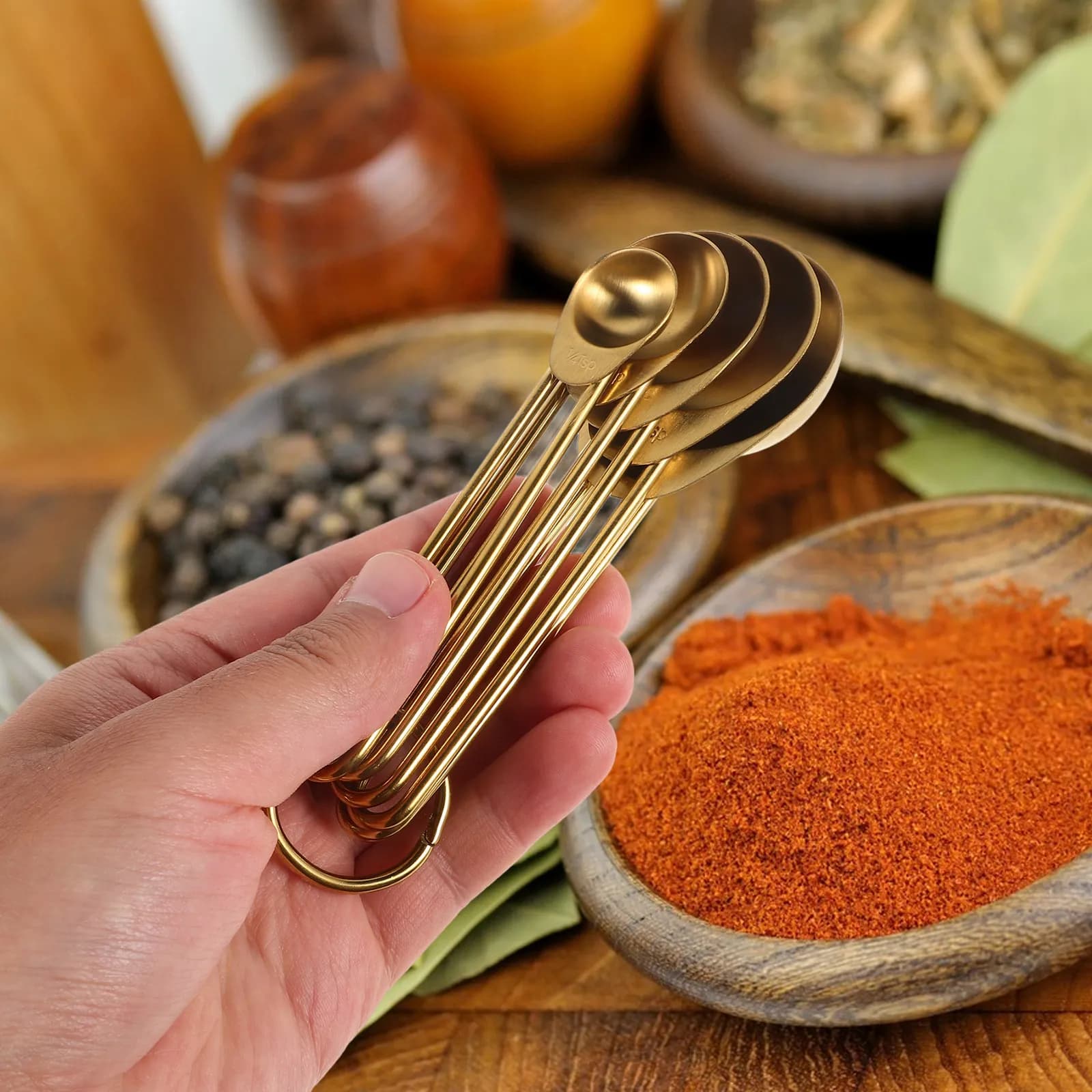 1Set Measuring Spoons Stainless Steel Stackable Kitchen Accessories Metal Coffee Scoop Spice Scoop Set for Accurate Baking