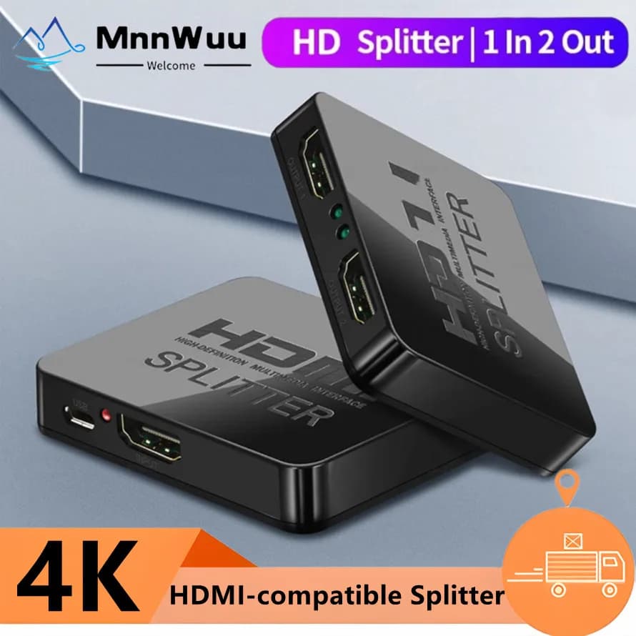 Splitter compatibile HDMI 4K 1 ingresso 2 uscite Amplificatore distributore video compatibile HDMI Doppio display per PC Monitor Proiettore Laptop
