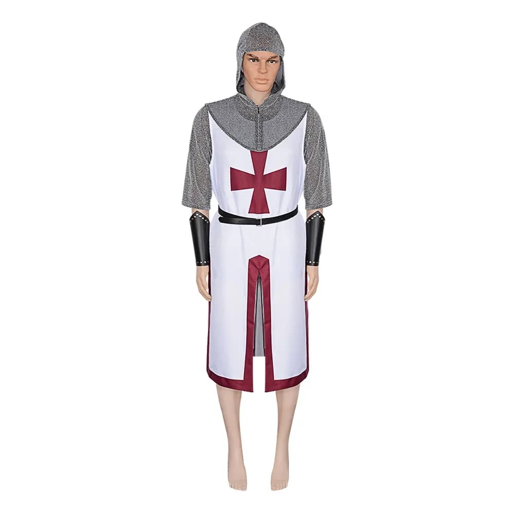 Anime Crusader Knight Cosplay medievale Warrior Guard stampato catena T Shirt bretelle da polso Fancy Dress Up Costume di Halloween