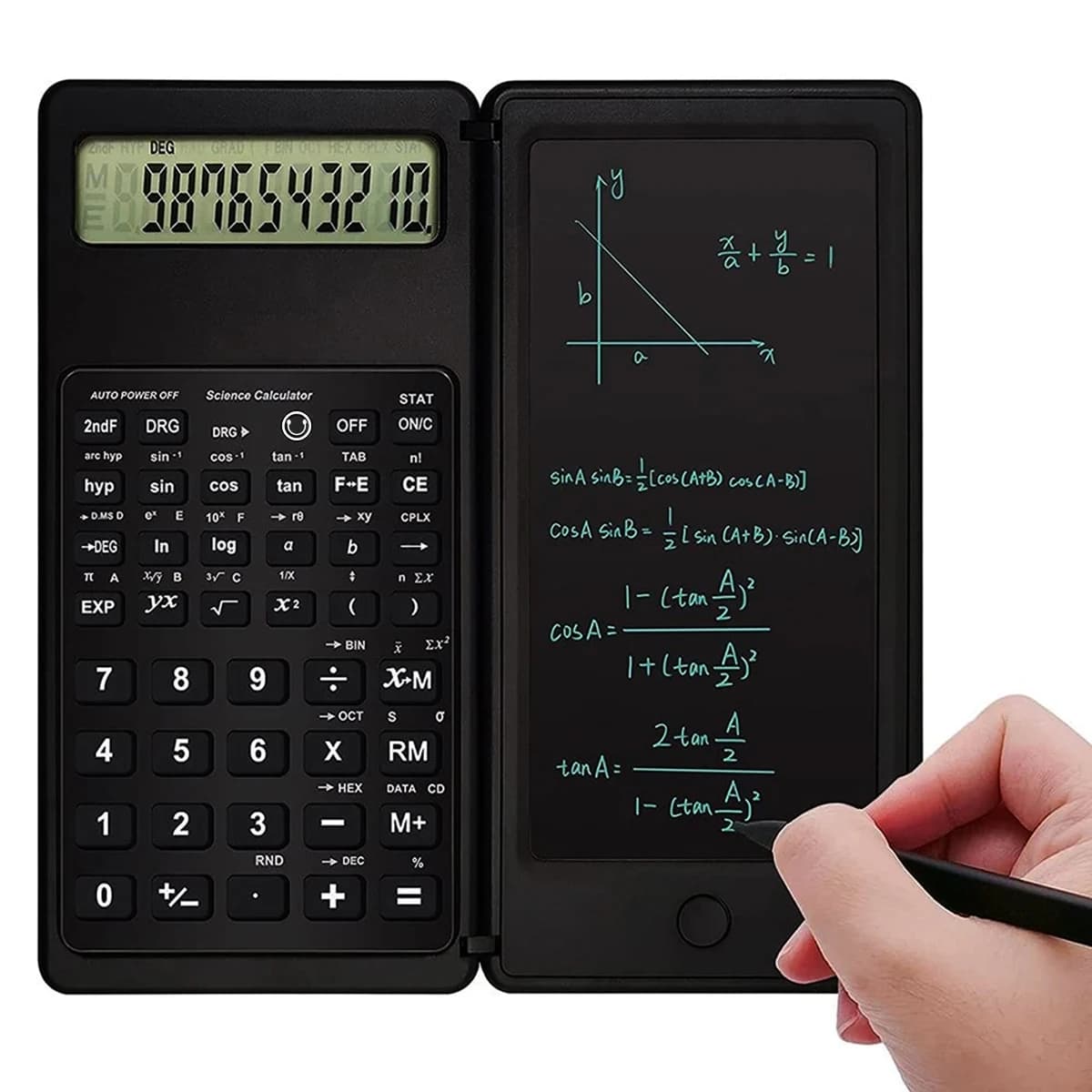 Tavoletta da scrittura LCD da 6 pollici Blocco da disegno digitale Calcolatrice pieghevole Display a 10 cifre con penna stilo Cancella la funzione di blocco del pulsante