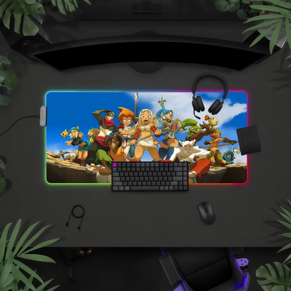 Tappetino per mouse Game D-DOFUS-S con luce LED RGB, tastiera da gioco colorata, copertura antiscivolo, superficie impermeabile