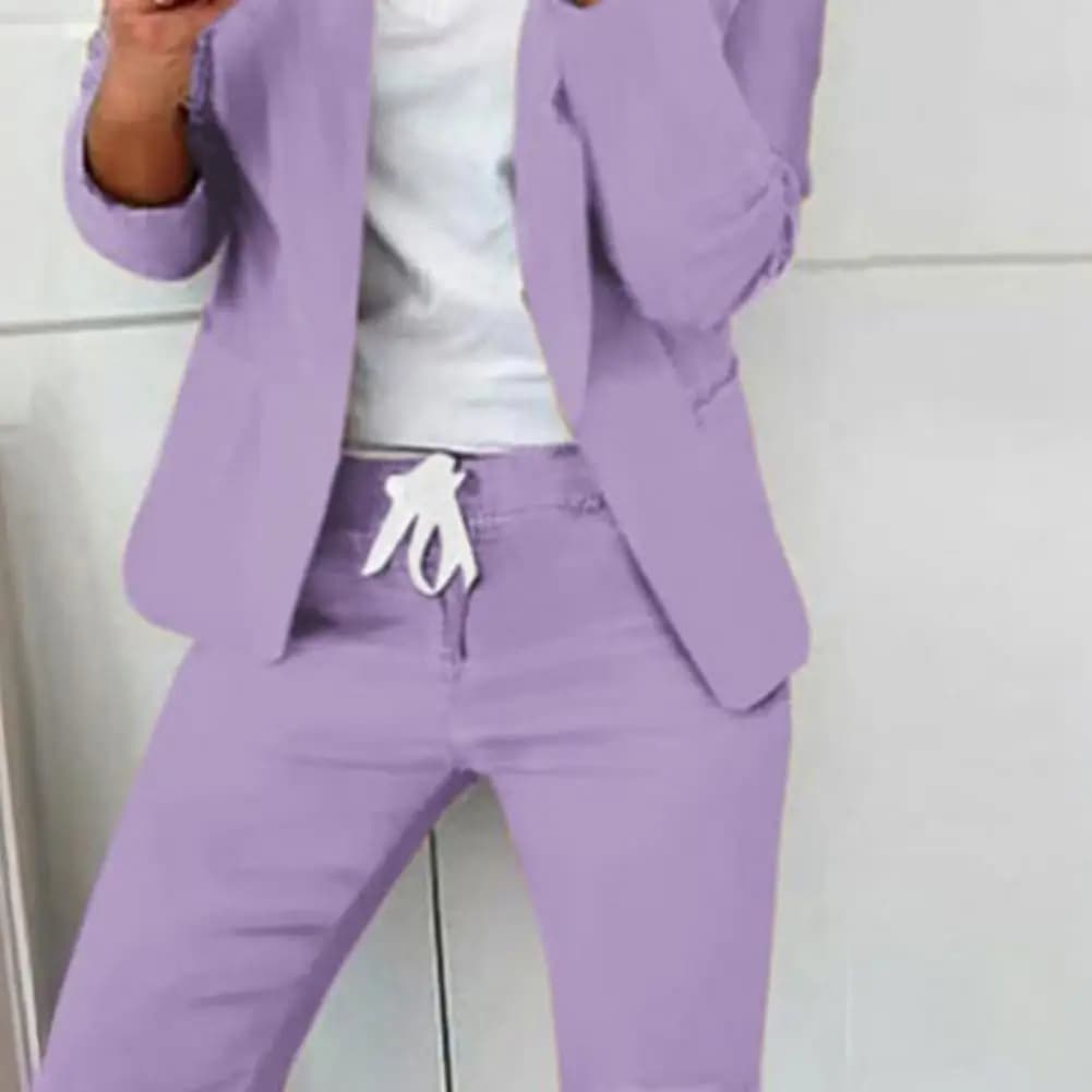 Autumn Fashion Ensemble Women's Two-piece Business Suit Set Long Sleeve Blazer Jacket with Pencil Pants Casual Office Formal