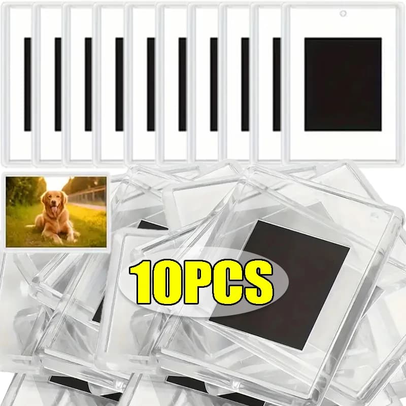 5-10pcs Clear Magnet Photo Frames Acrylic Insert Photo Holders Magnetic Fridge Picture Display Frame Home Office Storage Tools