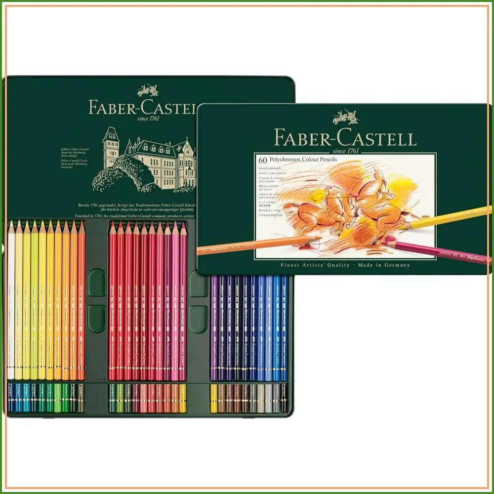 60-Color Colored Pencil Set in Metal Tin, Vibrant & Break-Resistant