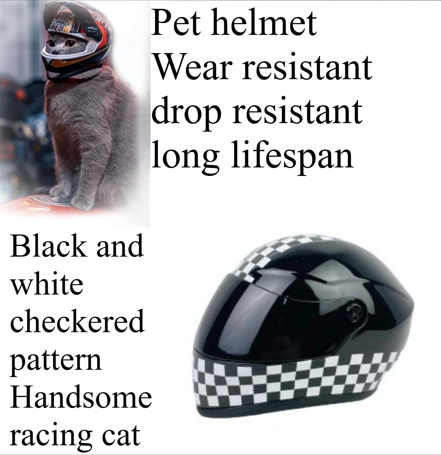 Cat Helmet Full Face Motorcycle Outdoor Pet Photo Props Accessorie,Mini Motorcycle Helmet Pet Supplies White Black