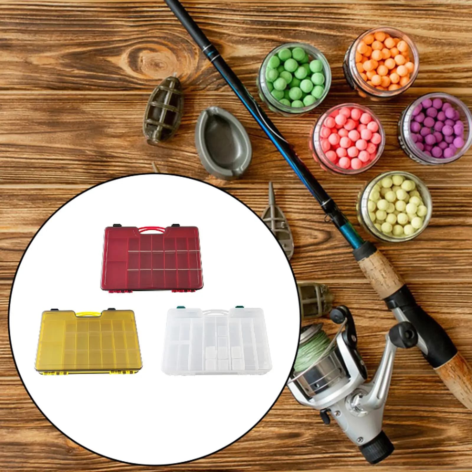 Fishing Tackle Box Organizer with Removable Dividers,44 Grids,Fishing Accessories,Lure Box with Handle Container Double Sided