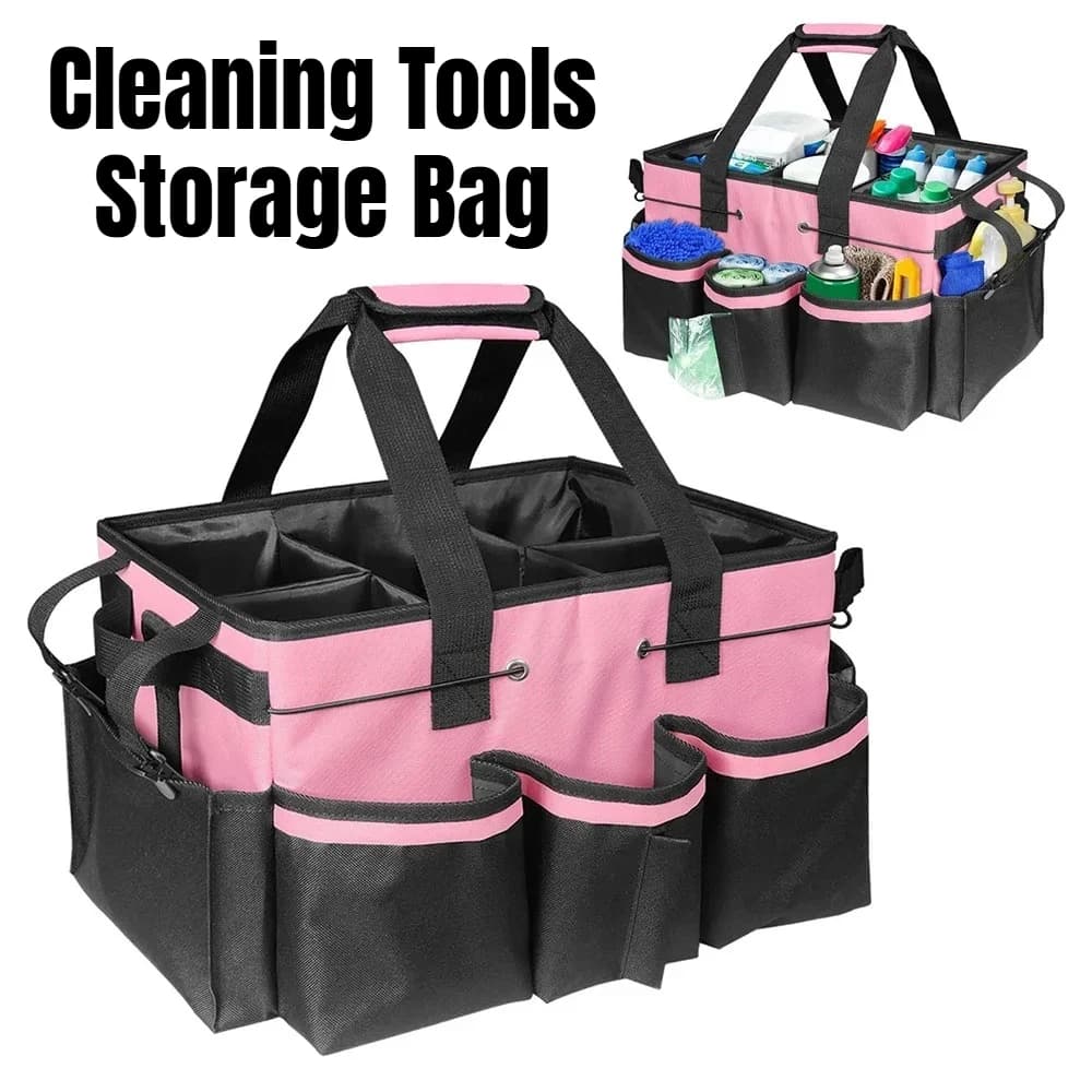 Cleaning Organizer Bag Wearable Waterproof Large Capacity Caddy with Adjustable Straps for Home Kitchen Car Housekeeping