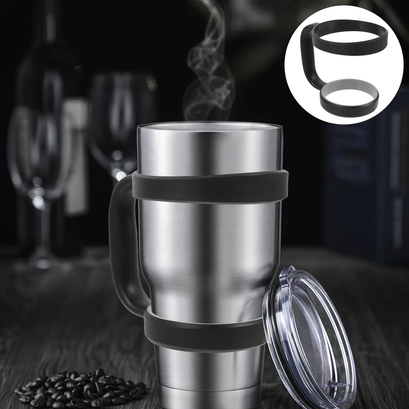 Manico per tazza da 30 once, in plastica resistente, impugnatura antiscivolo, ergonomico, accessorio per tazza da viaggio, per birra in acciaio inossidabile