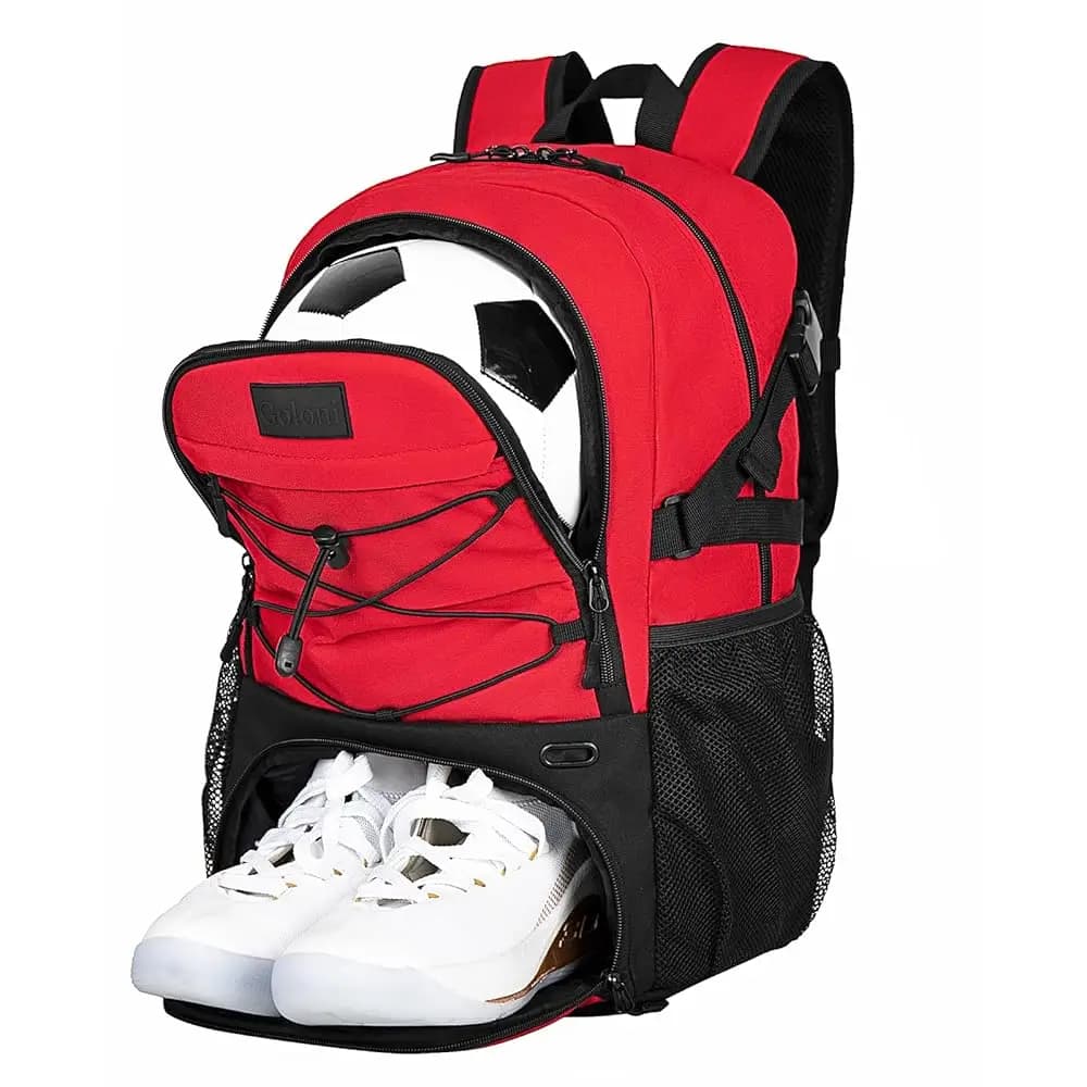 Zaino da Calcio, Zaino da Basket con Scomparto per Pallone e Scomparto per Scarpe, Zaino per Basket, Calcio