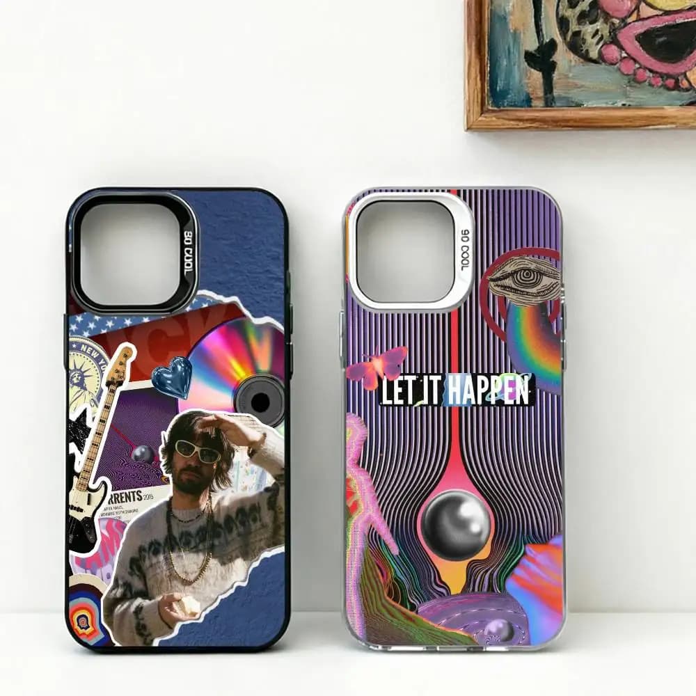 T-Tame Impala Rock Band Album Art Phone Case For iPhone 17,16,15,14,13,12,11 Plus,Pro Max,XS,Colorful Silver Black Cover