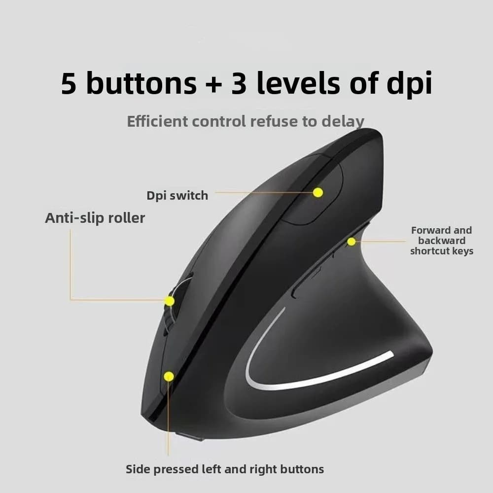 2.4G Vertical Mouse Silent Luminous Vertical Wired Mouse Mute Buttons 1600DPI Computer Mice For Tablet Laptops PC