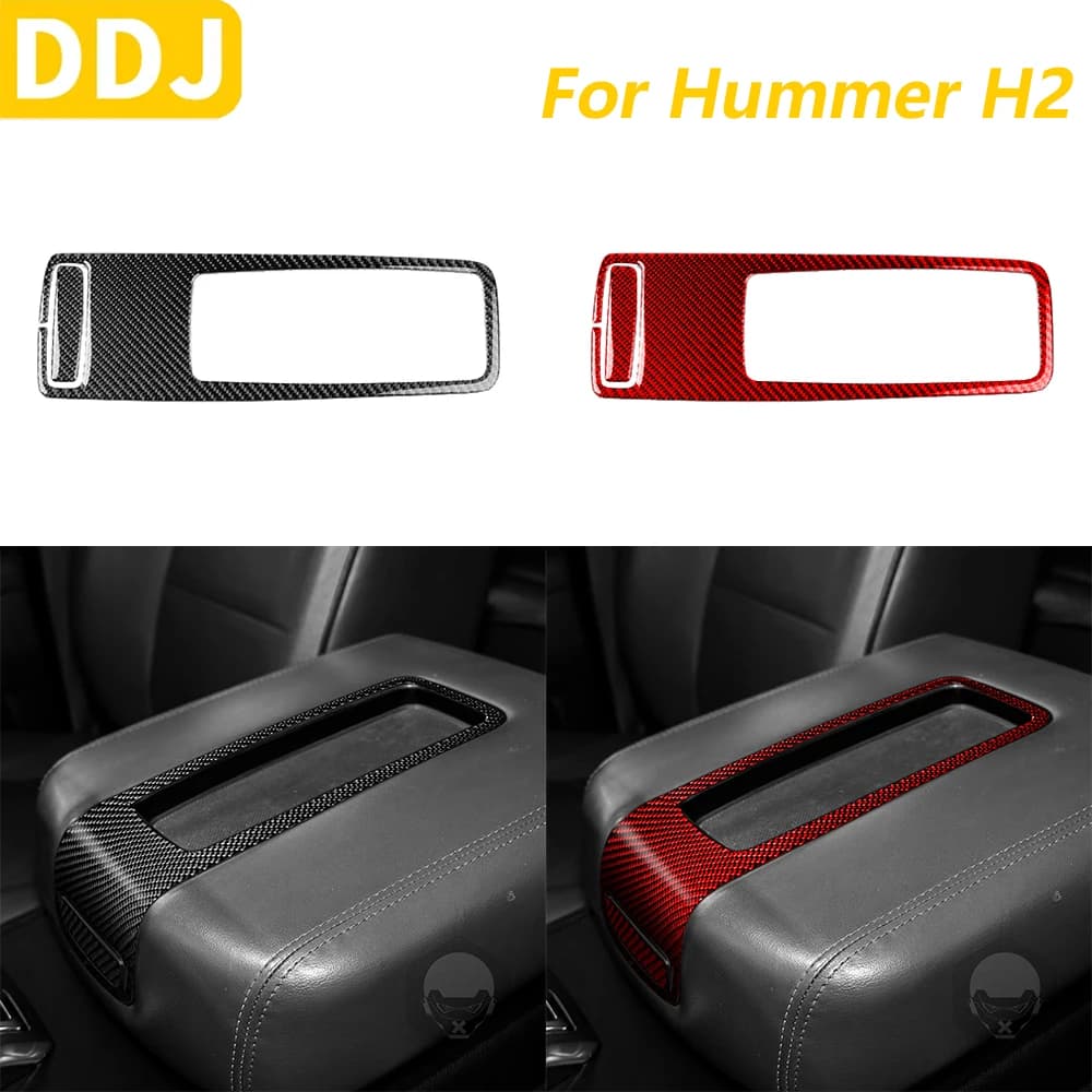For Hummer H2 2008 2009 Real Carbon Fiber Center Bracciolo Box Storage Panel Decorative Accessories Auto Decoration Sticker
