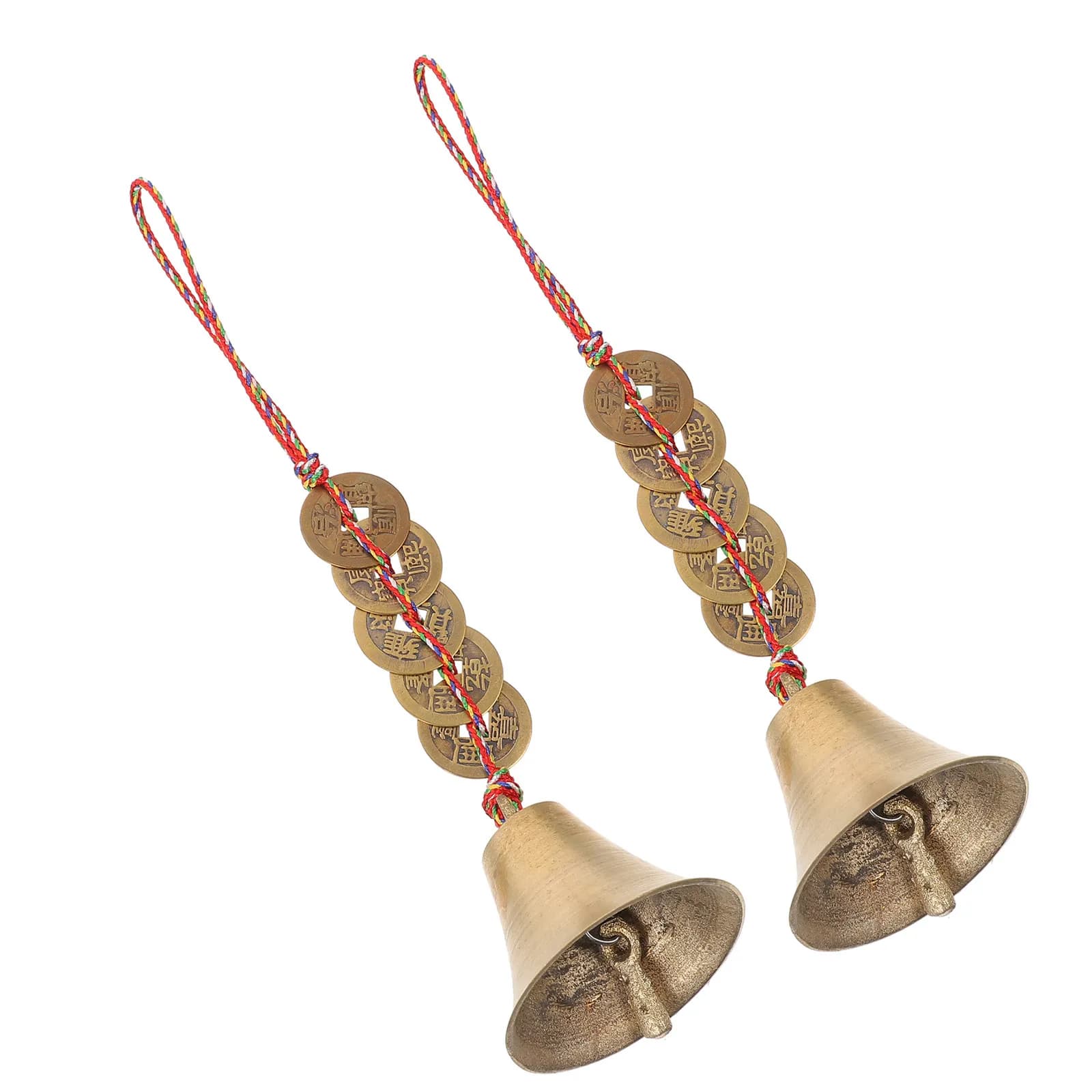 2Pcs Chinese Decorative Bells Brass Wind Chime Craft Accessories Temple Wind Chimes Hanging Bell for Door Knob Patio Bedroom
