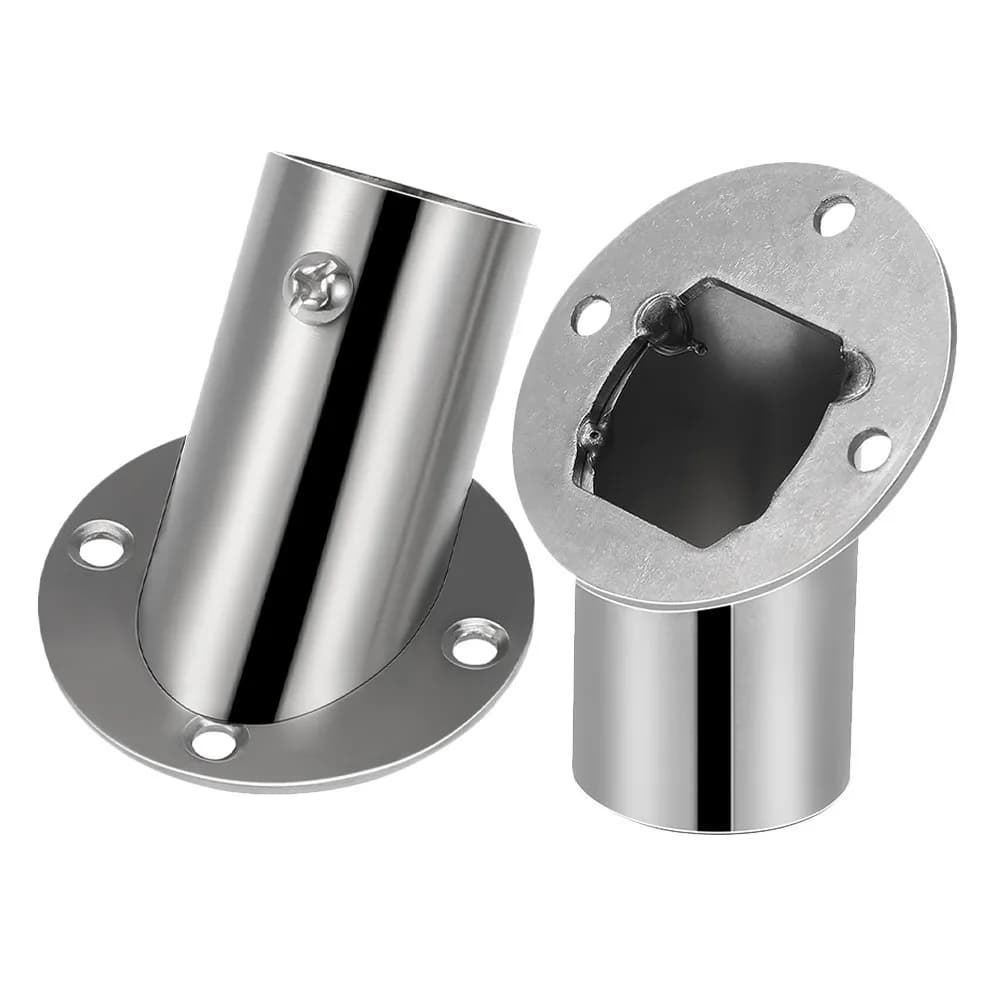 2 Pezzi Supporto Angolato Regolabile per Asta Doccia in Acciaio Inossidabile, Base a Flangia, Montaggio ad Angolo per Asta Armadio, Supporto Bagno Resistente