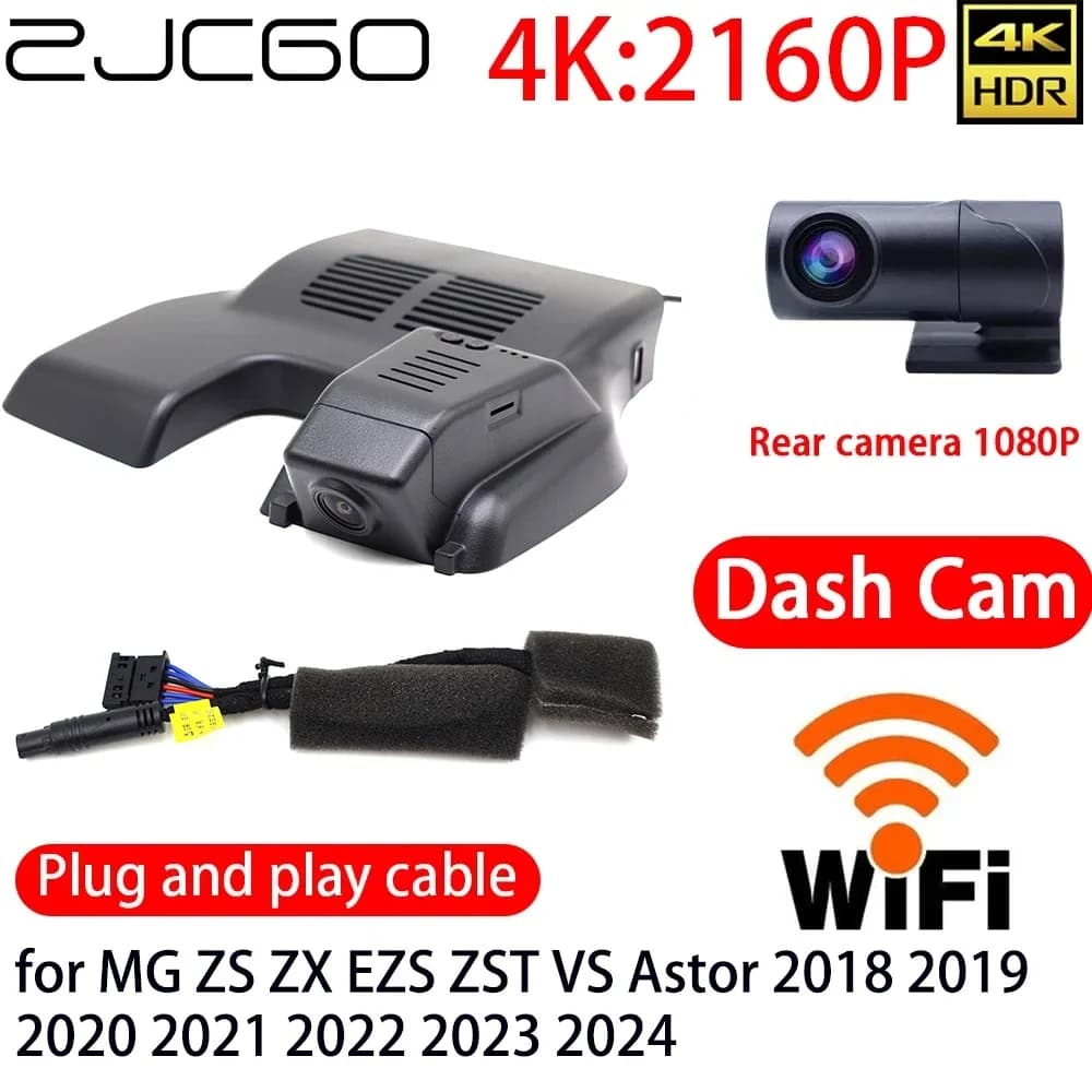 ZJCGO DVR Camera for Car 4K with Wifi, Front and Back Camera, 24h Monitor for MG ZS ZX EZS ZST VS Astor 2018-2024
