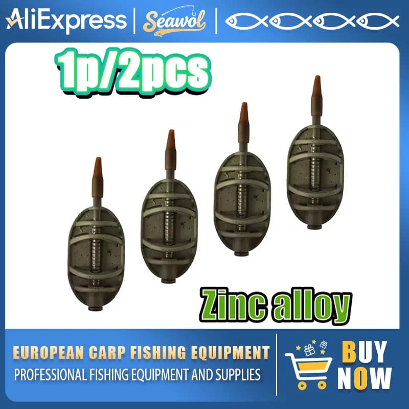 Carp Fishing Inline Method Feeder, Short Body Zinc Alloy Groundbait Weight for Carp Feeder Rigs and Lake Fishing Setup