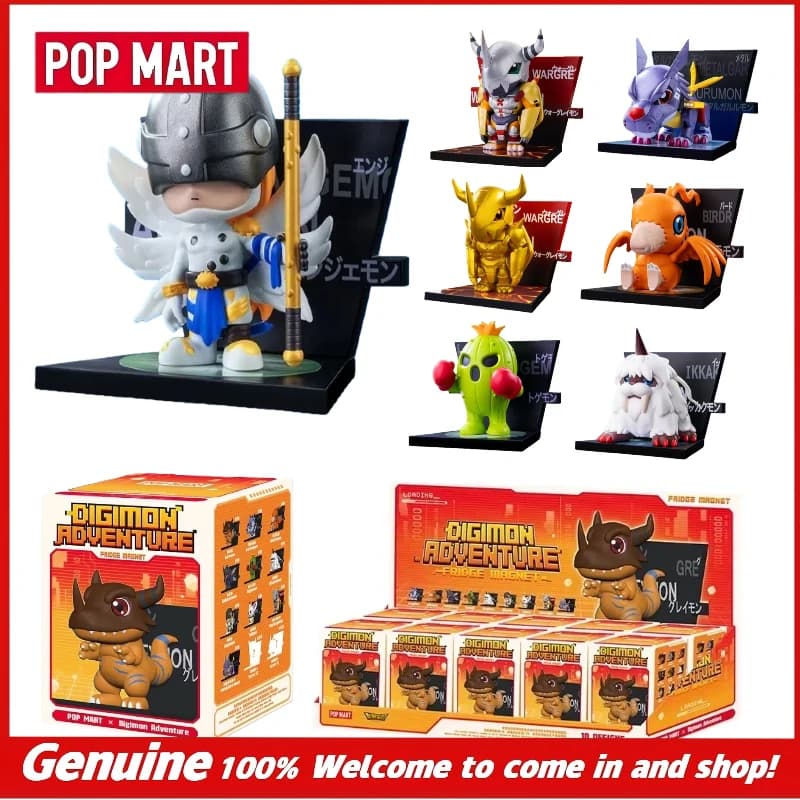 POP MART Originale Digimon Adventure Serie Magneti da Frigo Blind Box Statuette Anime Giocattoli Ornamenti Regalo per i Fan degli Anime